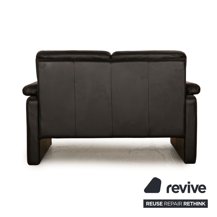 Cor Conseta Leather Two Seater Black Sofa Couch