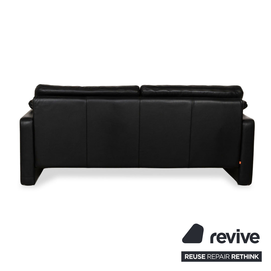 COR Conseta Leather Two-Seater Black Sofa Couch