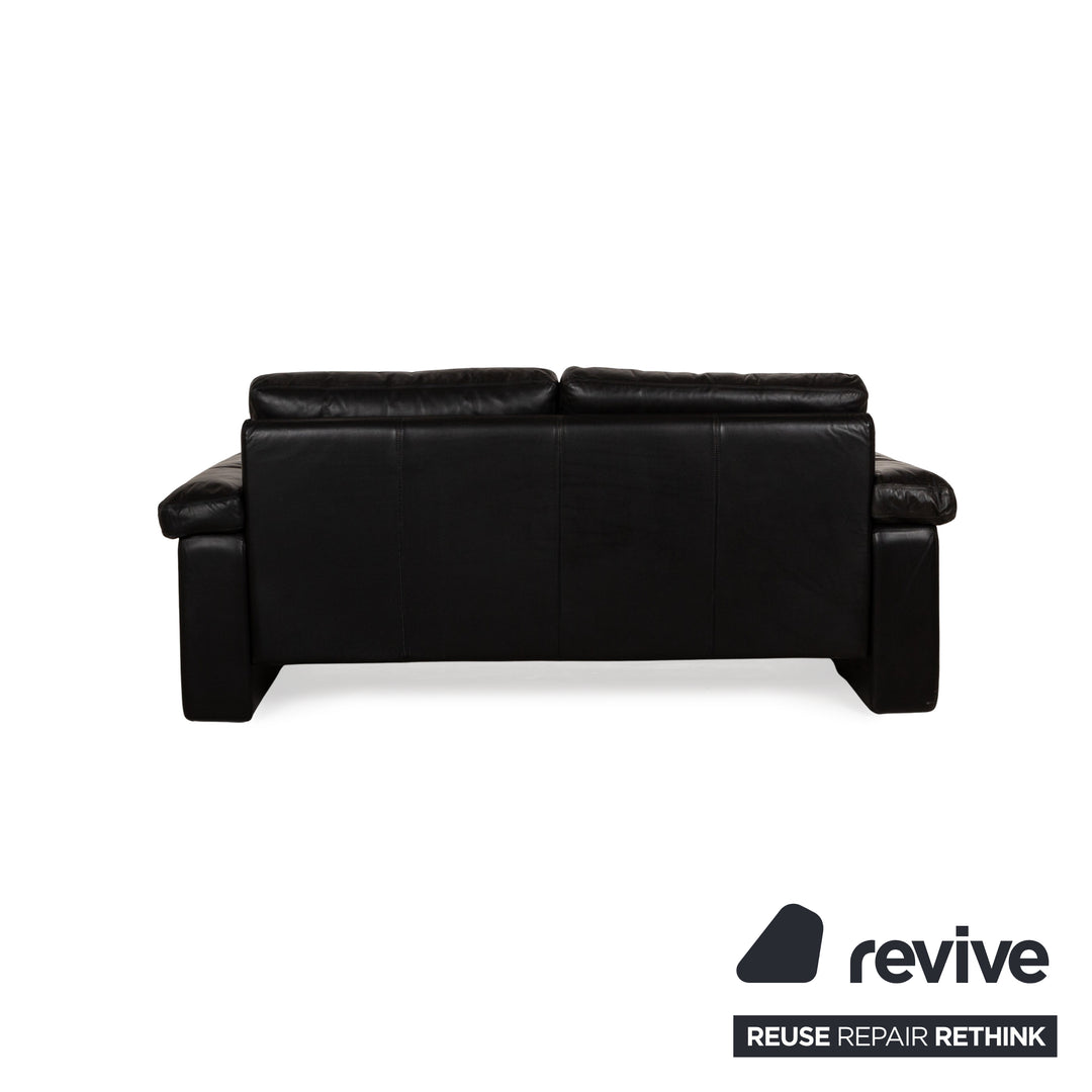 Cor Conseta Leather Two Seater Black Sofa Couch