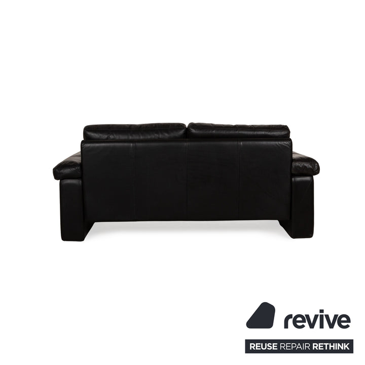 Cor Conseta Leather Two Seater Black Sofa Couch