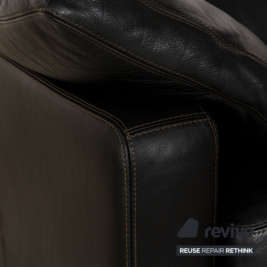 COR Conseta Leather Two-Seater Black Sofa Couch