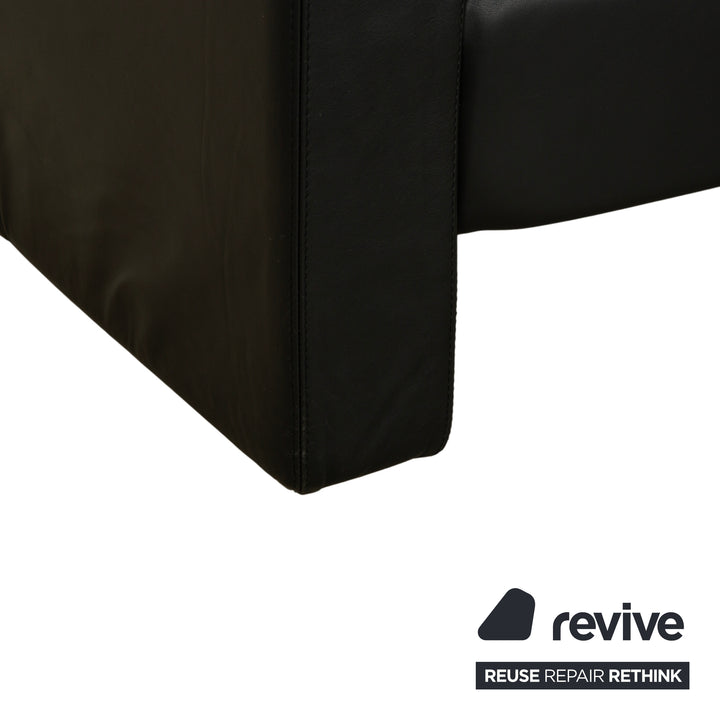 Canapé deux places en cuir noir Cor Conseta