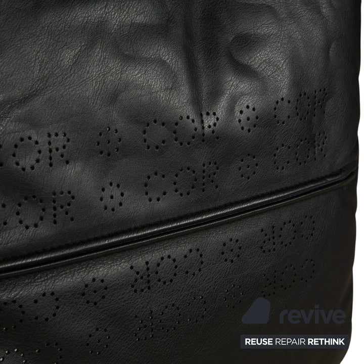 Canapé deux places en cuir noir Cor Conseta