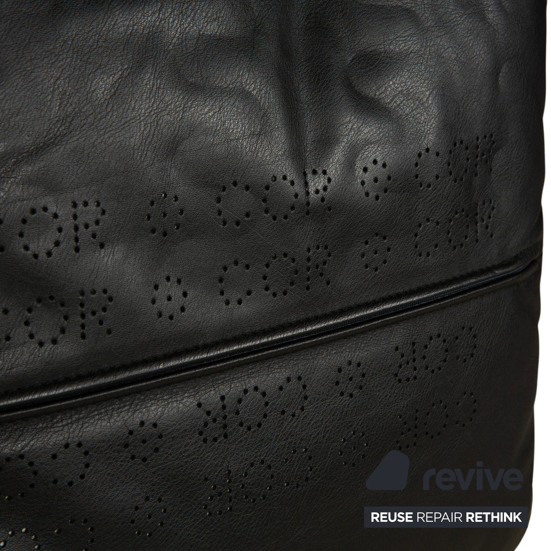 Cor Conseta Leather Two Seater Black Sofa Couch