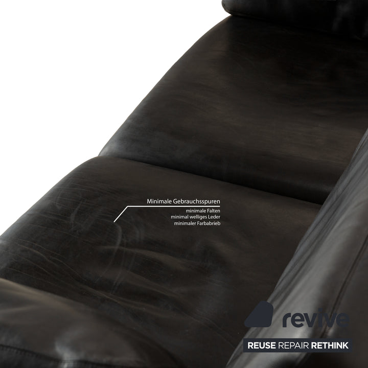 Cor Conseta Leder Dreisitzer Schwarz Sofa Couch