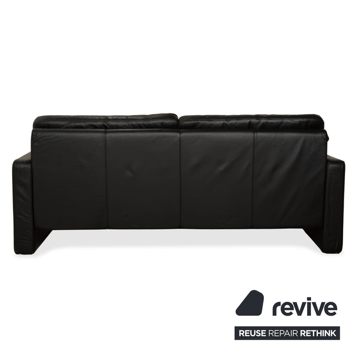 Cor Conseta Leather Two Seater Black Sofa Couch