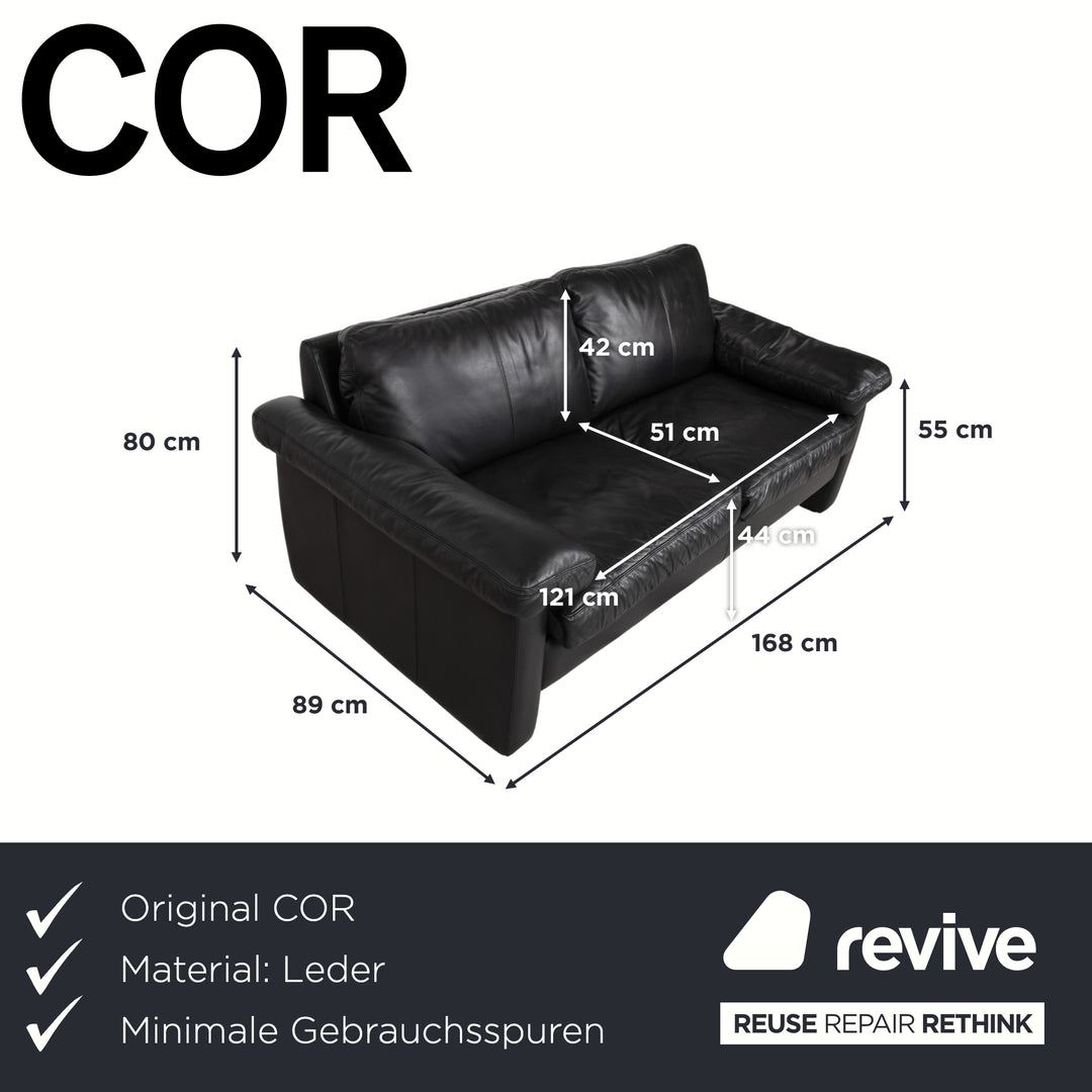 Cor Conseta Leder Zweisitzer Schwarz Sofa Couch