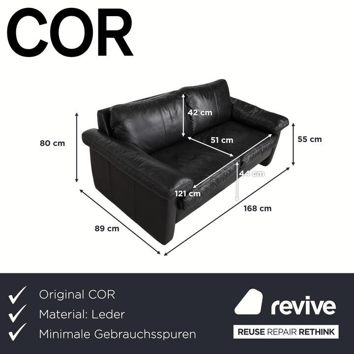 Cor Conseta Leder Zweisitzer Schwarz Sofa Couch