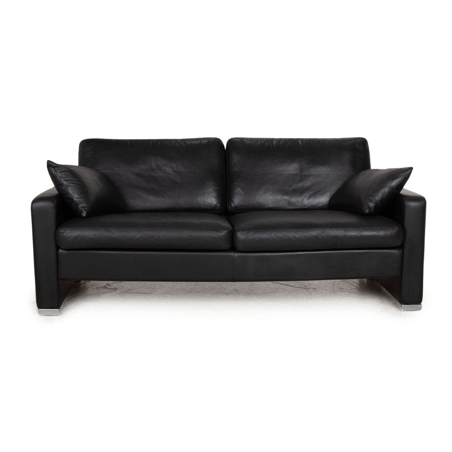 Cor Conseta Leather Two Seater Black Sofa Couch