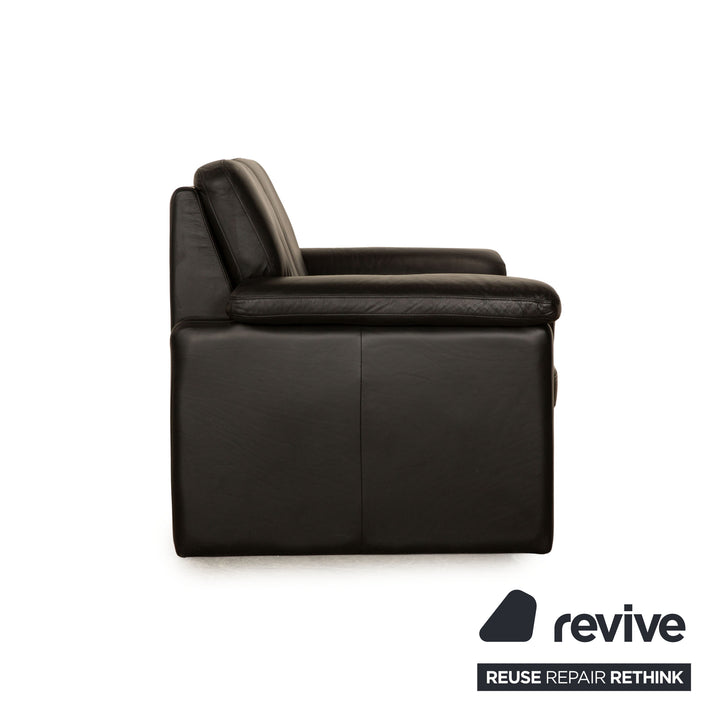 Cor Conseta Leather Two Seater Black Sofa Couch