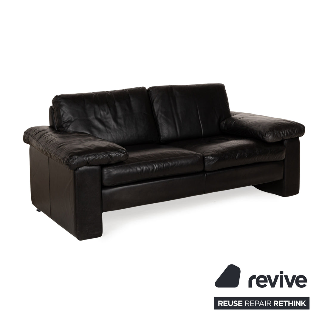 Cor Conseta Leather Two Seater Black Sofa Couch