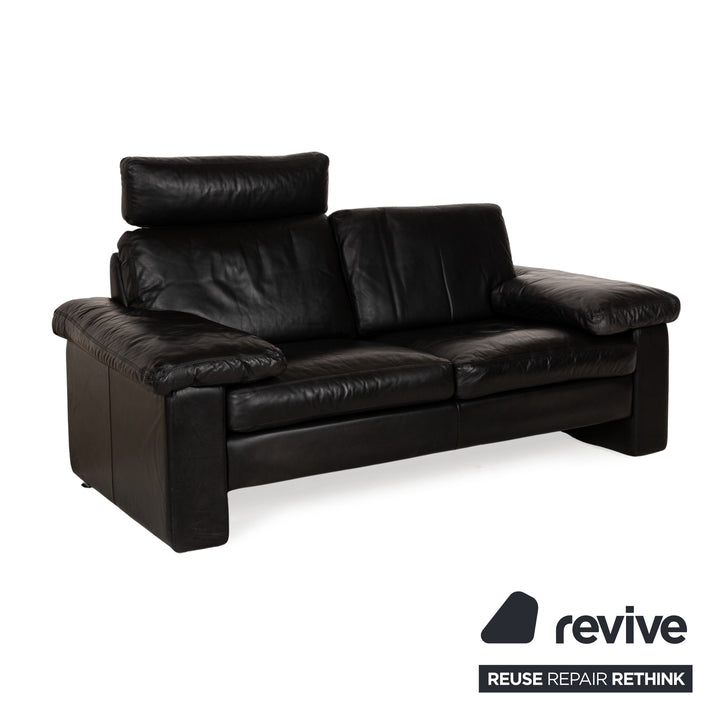 Cor Conseta Leather Two Seater Black Sofa Couch