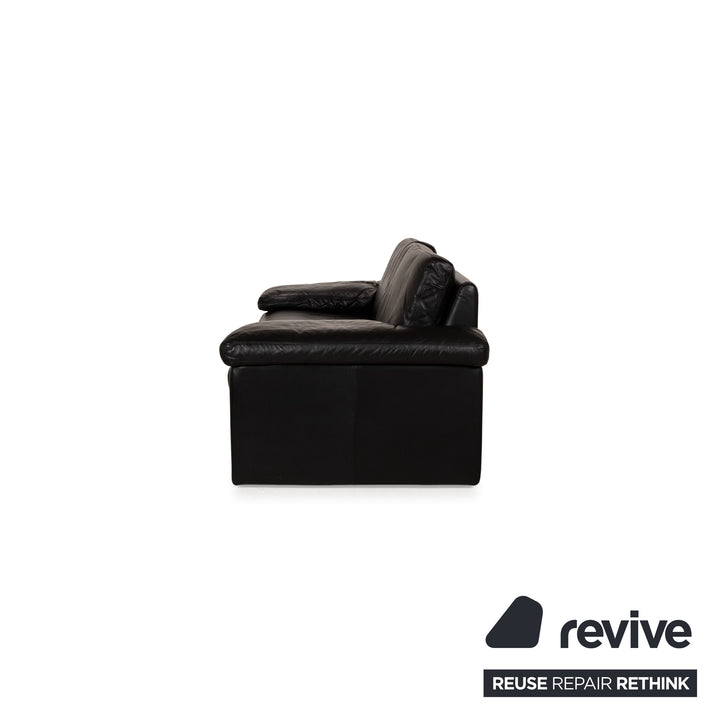 Cor Conseta Leather Two Seater Black Sofa Couch