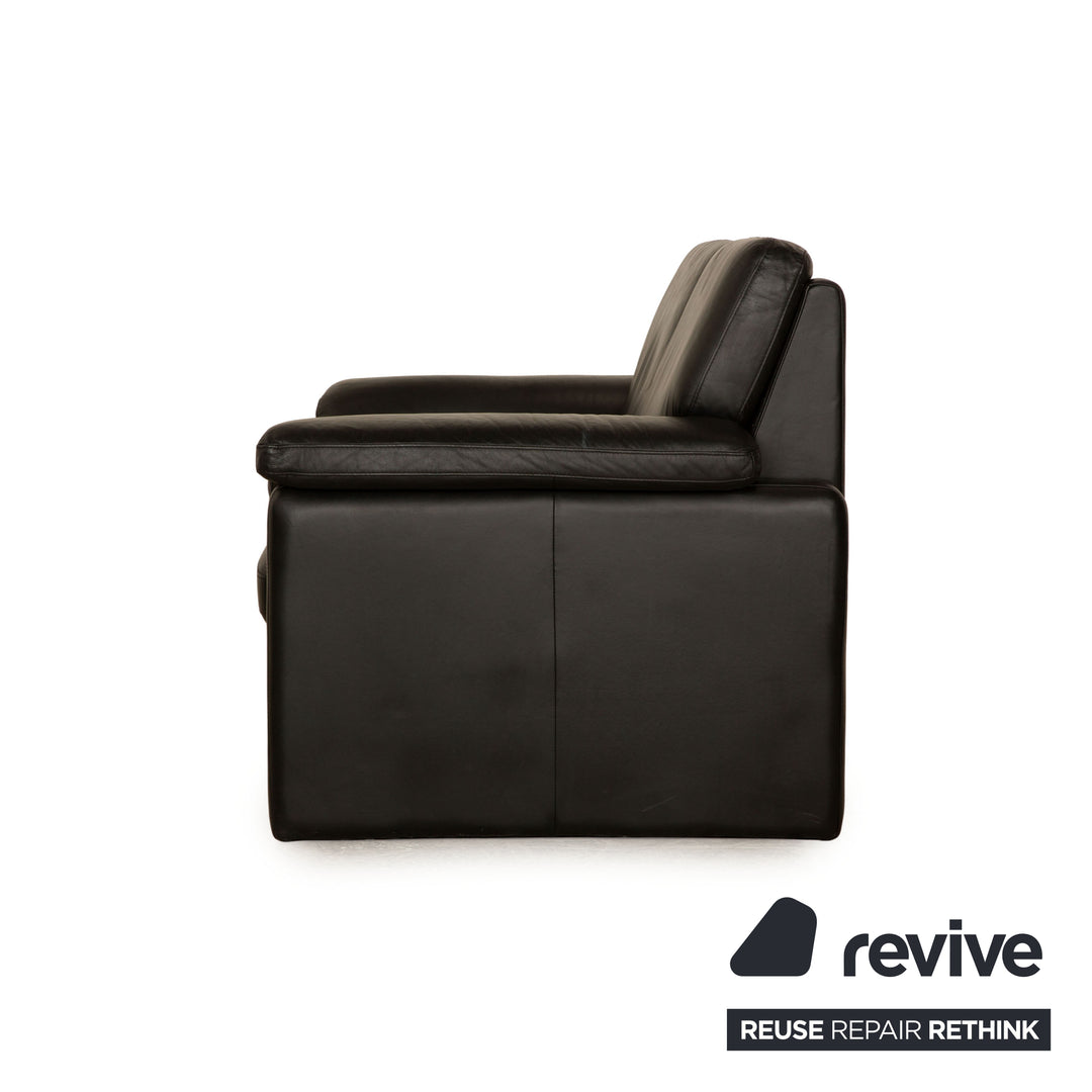 Cor Conseta Leather Two Seater Black Sofa Couch