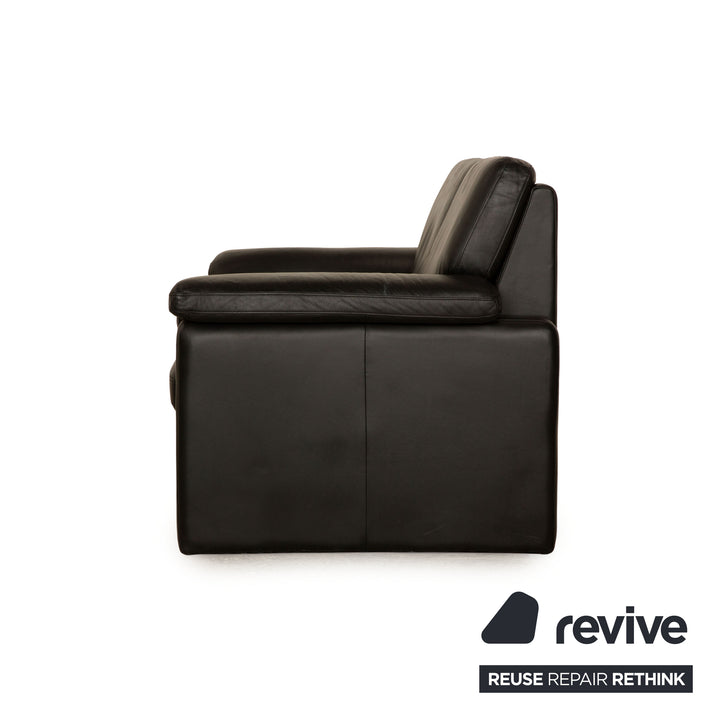 Cor Conseta Leather Two Seater Black Sofa Couch