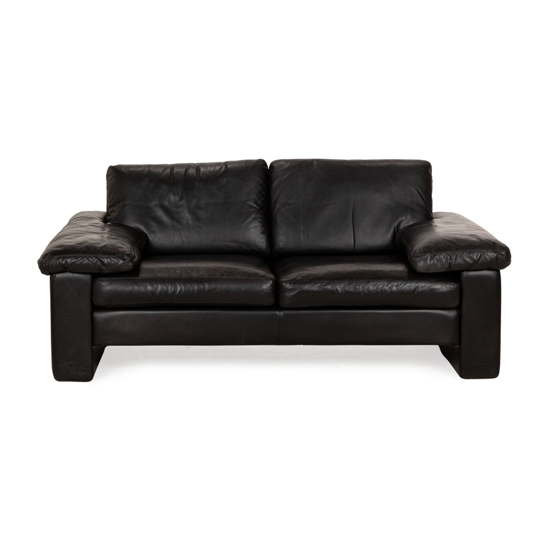 Cor Conseta Leather Two Seater Black Sofa Couch