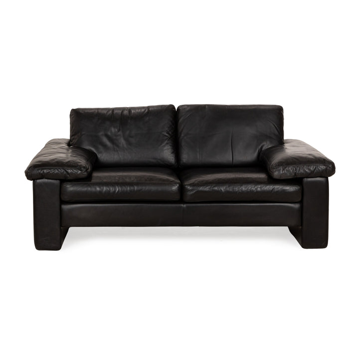 Cor Conseta Leather Two Seater Black Sofa Couch