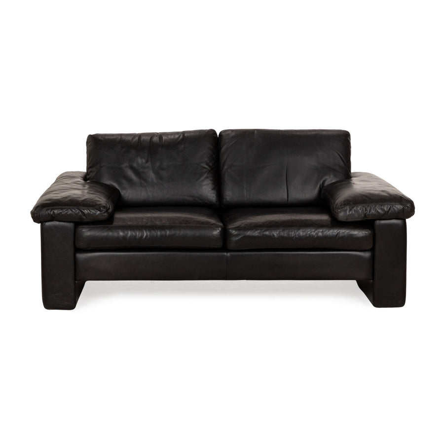 Cor Conseta Leather Two Seater Black Sofa Couch