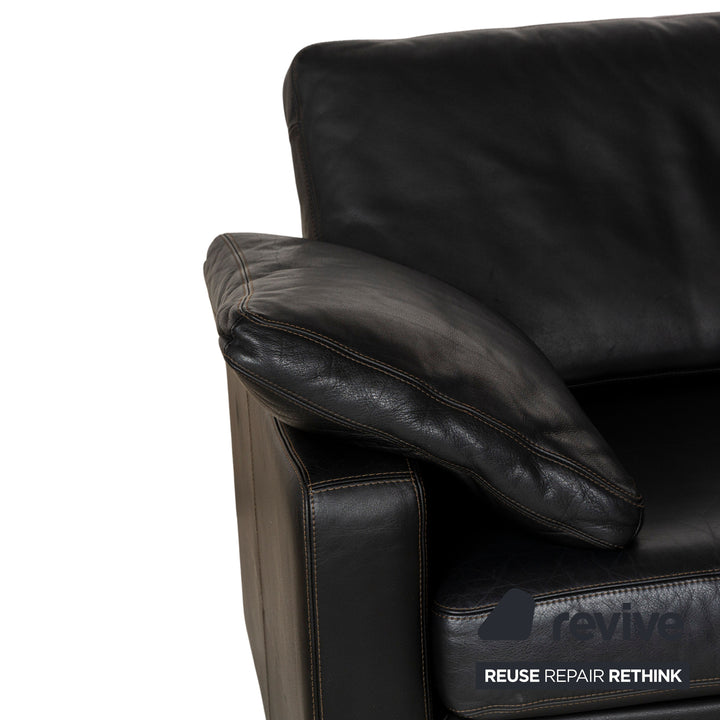 COR Conseta Leder Zweisitzer Schwarz Sofa Couch