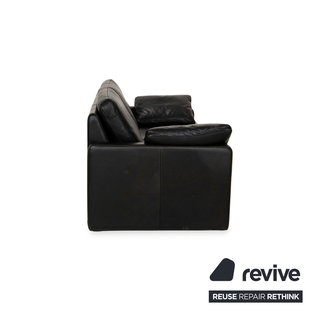 COR Conseta Leather Two-Seater Black Sofa Couch