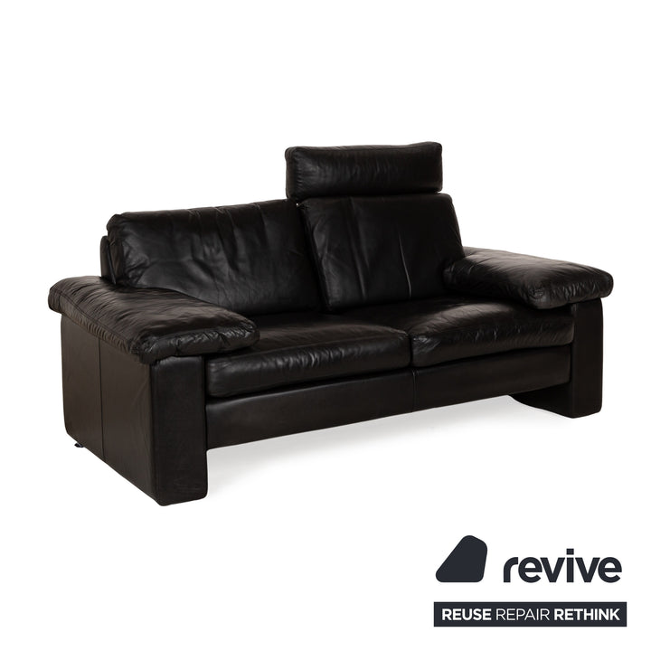 Cor Conseta Leather Two Seater Black Sofa Couch