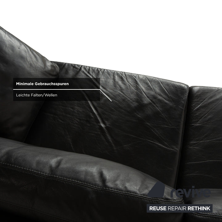 Cor Conseta Leather Two Seater Black Sofa Couch