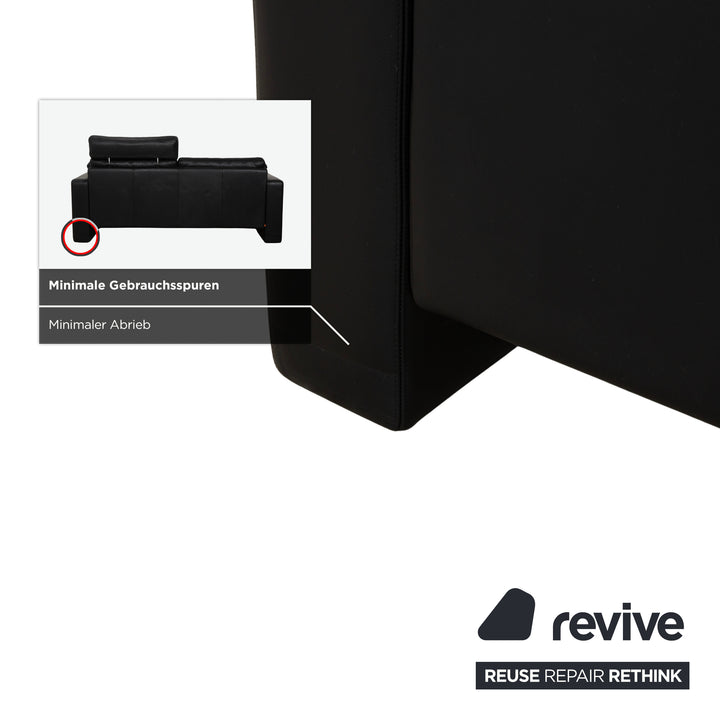 Canapé deux places en cuir noir Cor Conseta avec appui-tête