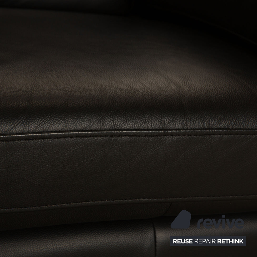 Cor Conseta Leather Two Seater Black Sofa Couch