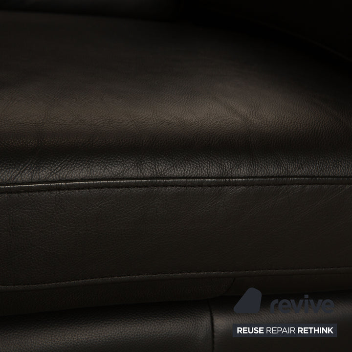 Cor Conseta Leather Two Seater Black Sofa Couch