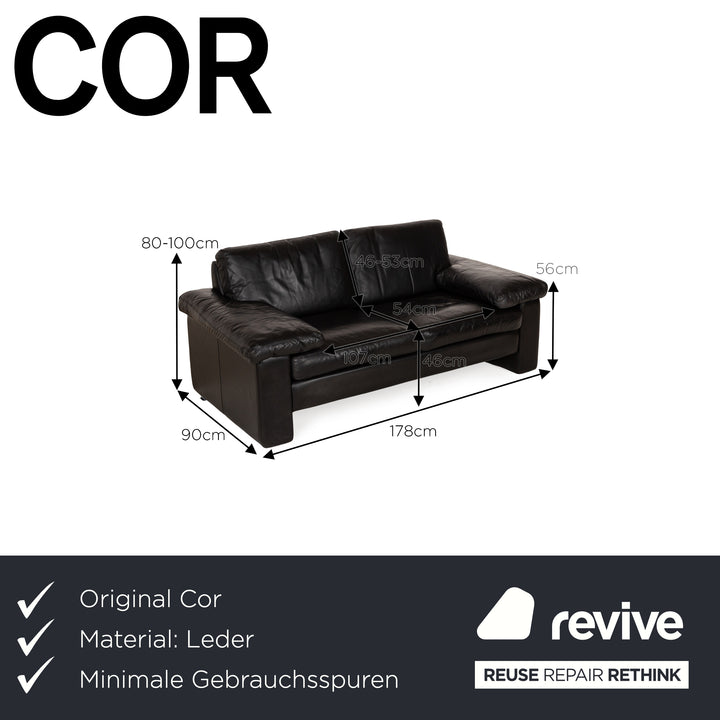 Cor Conseta Leder Zweisitzer Schwarz Sofa Couch