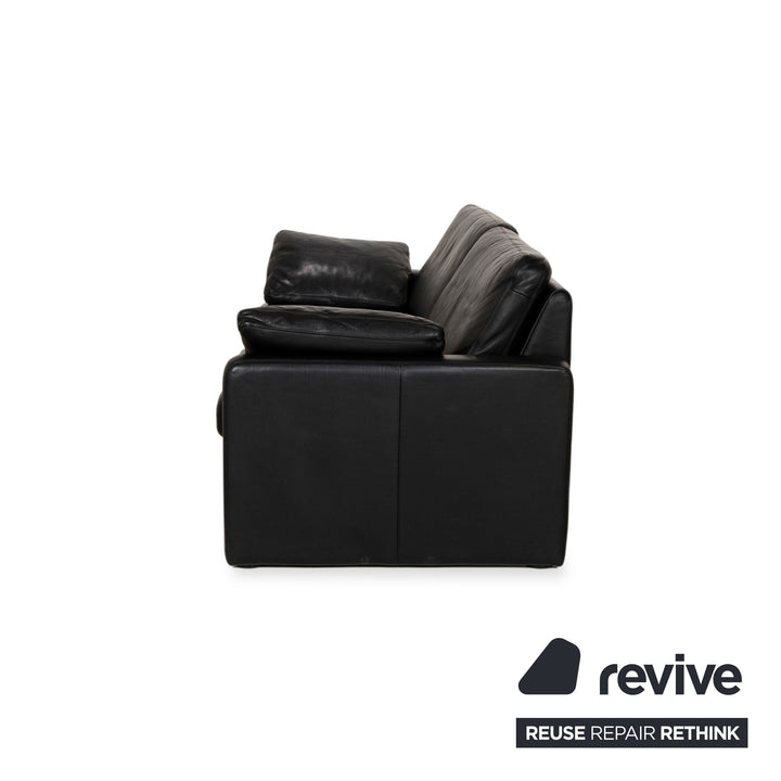 COR Conseta Leather Two-Seater Black Sofa Couch