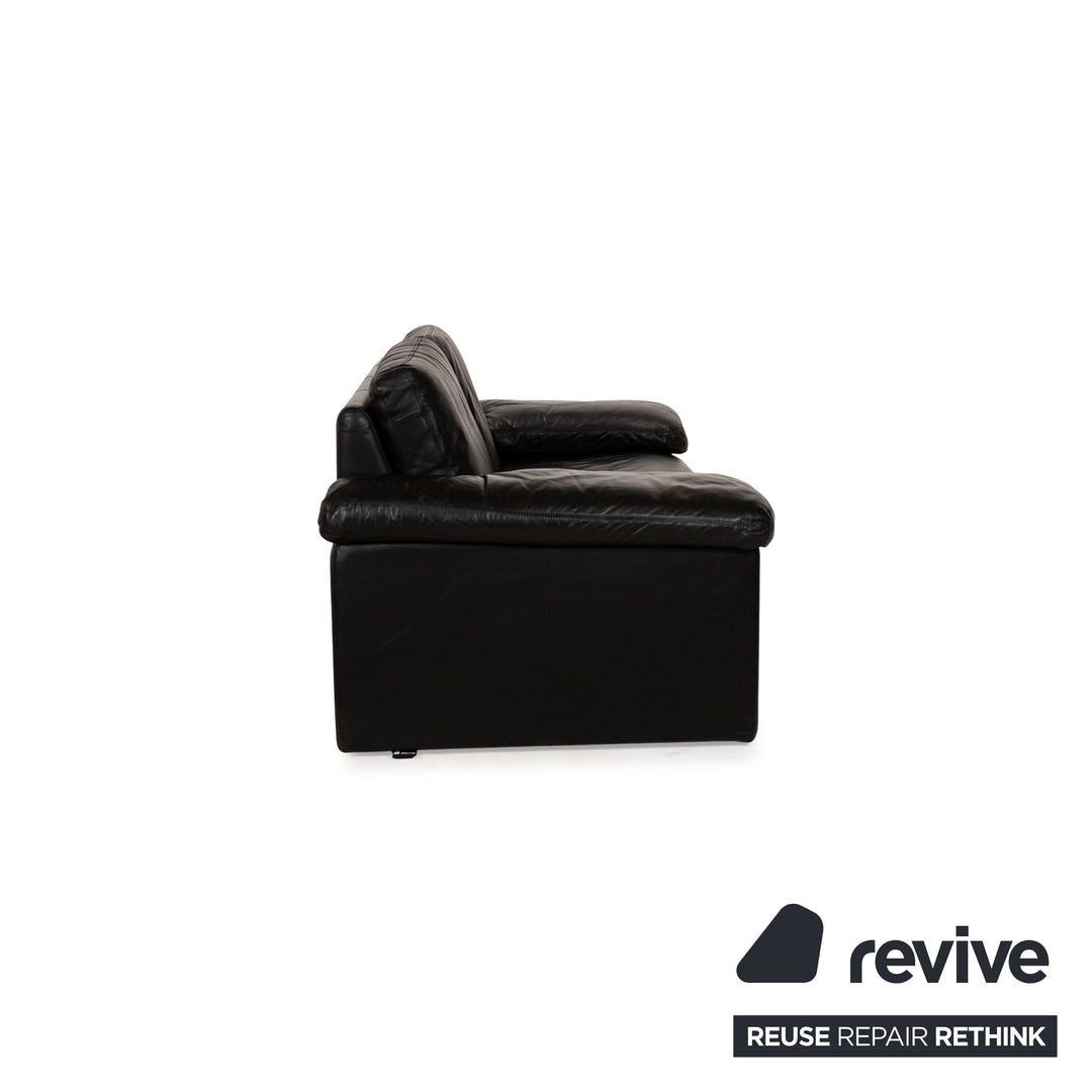 Cor Conseta Leather Two Seater Black Sofa Couch
