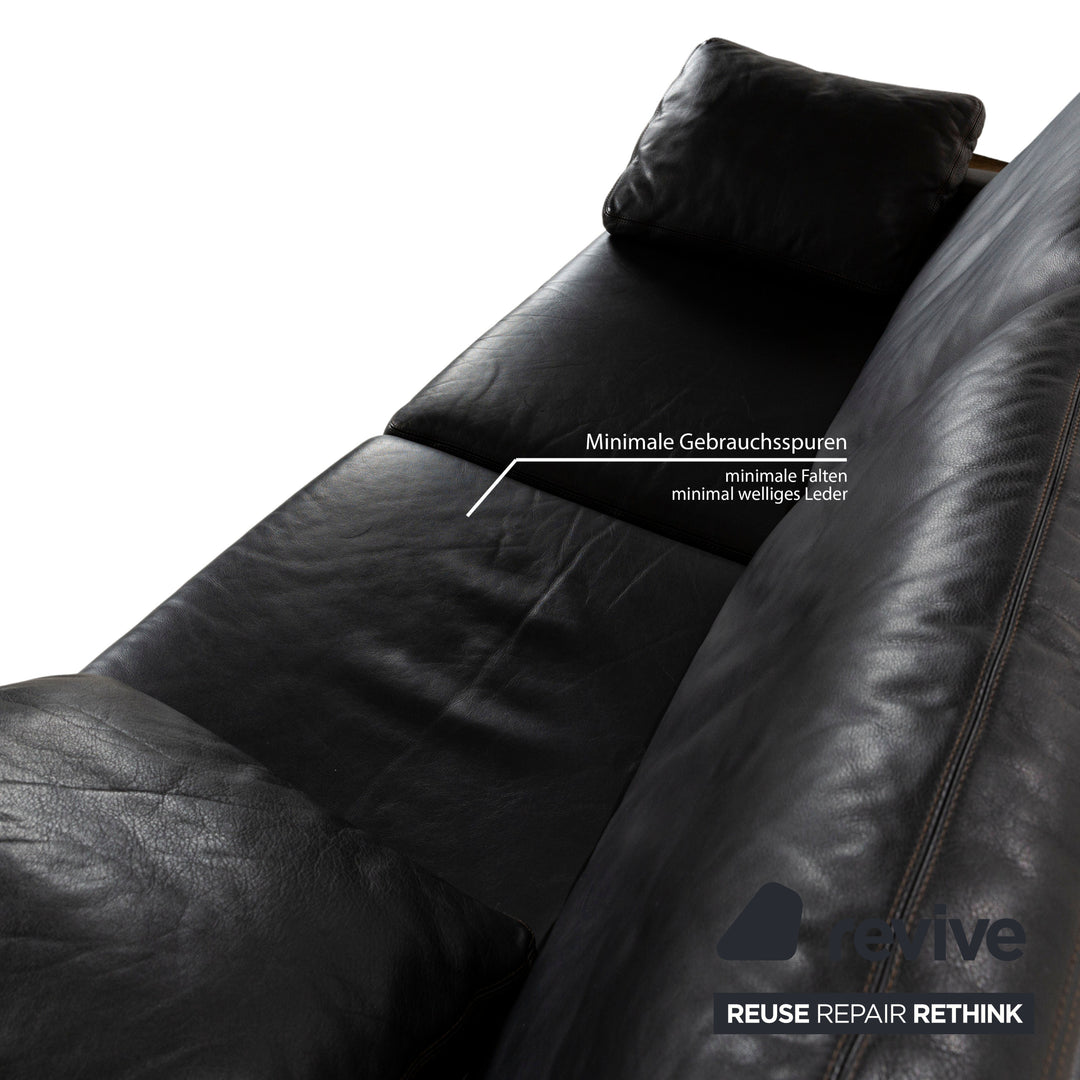 COR Conseta Leather Two-Seater Black Sofa Couch