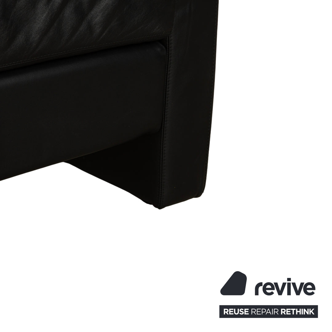 Canapé deux places en cuir noir Cor Conseta