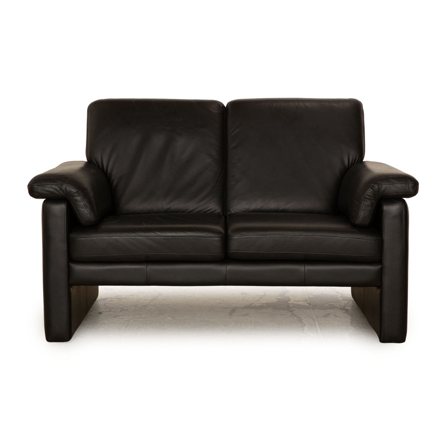 Cor Conseta Leather Two Seater Black Sofa Couch
