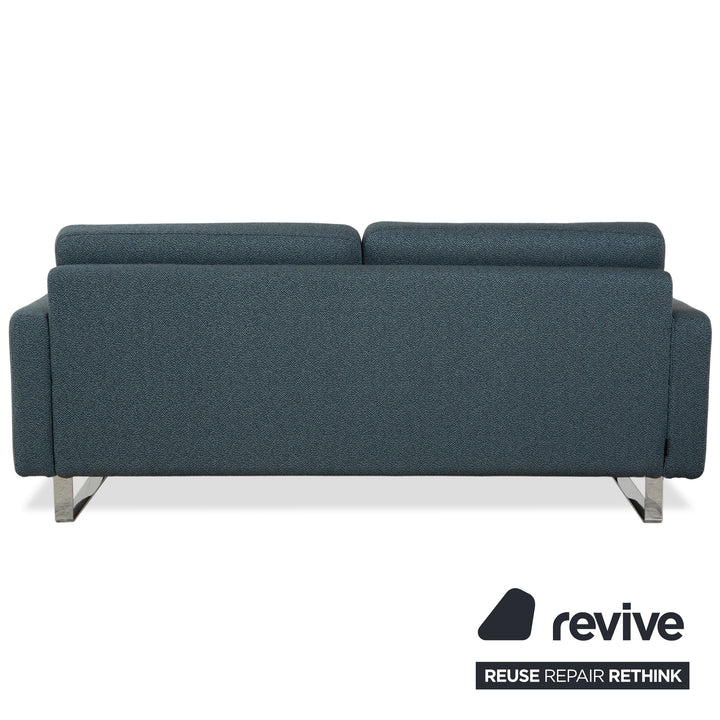 COR Conseta Stoff Dreisitzer Blau Grün Türkis Grau Sofa Couch Neubezug
