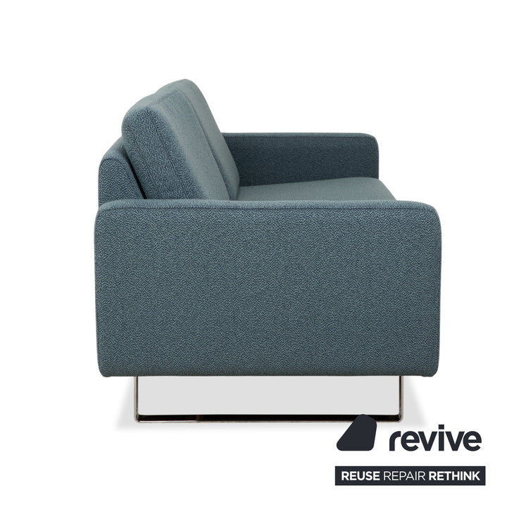 COR Conseta Stoff Dreisitzer Blau Grün Türkis Grau Sofa Couch Neubezug