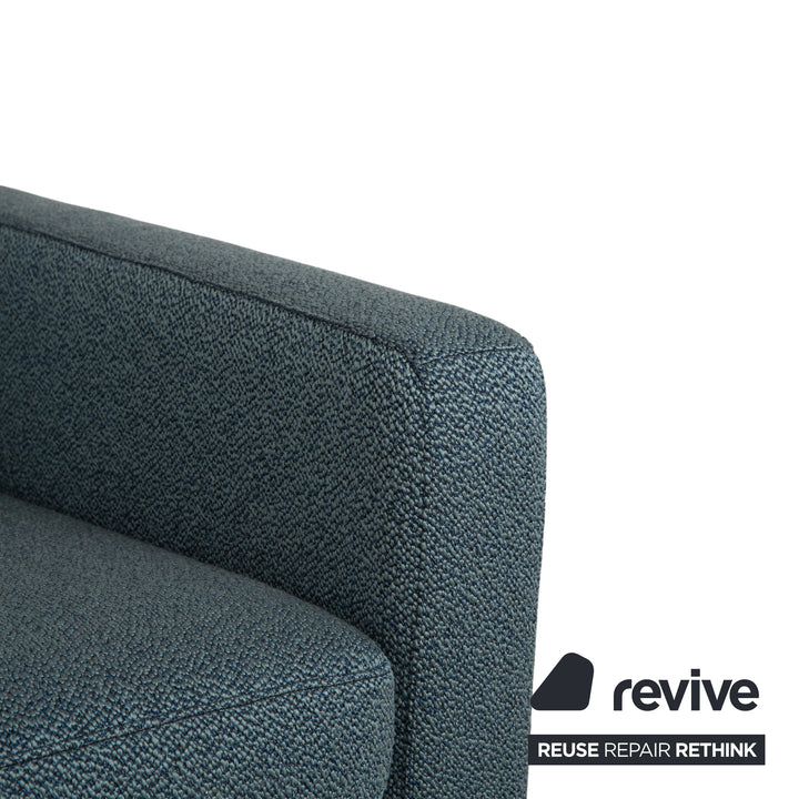 COR Conseta Stoff Dreisitzer Blau Grün Türkis Grau Sofa Couch Neubezug