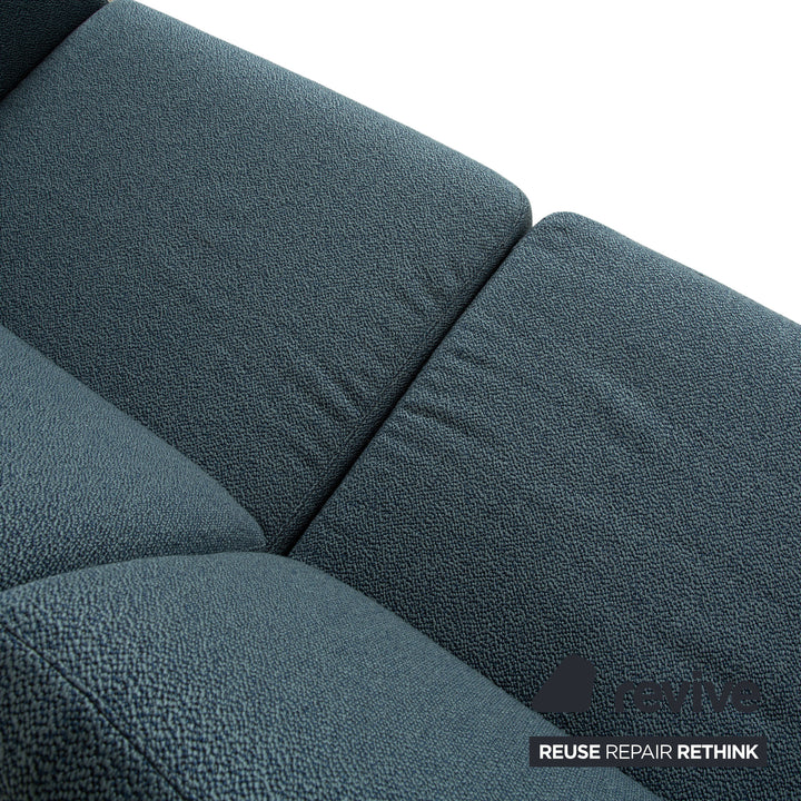 COR Conseta Stoff Dreisitzer Blau Grün Türkis Grau Sofa Couch Neubezug