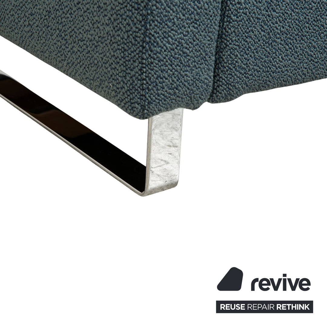 COR Conseta Stoff Dreisitzer Blau Grün Türkis Grau Sofa Couch Neubezug