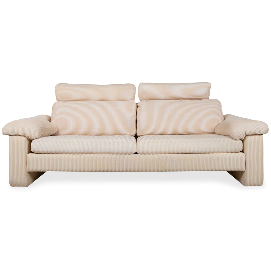 COR Conseta tissu canapé trois places beige crème avec fonction manuelle
