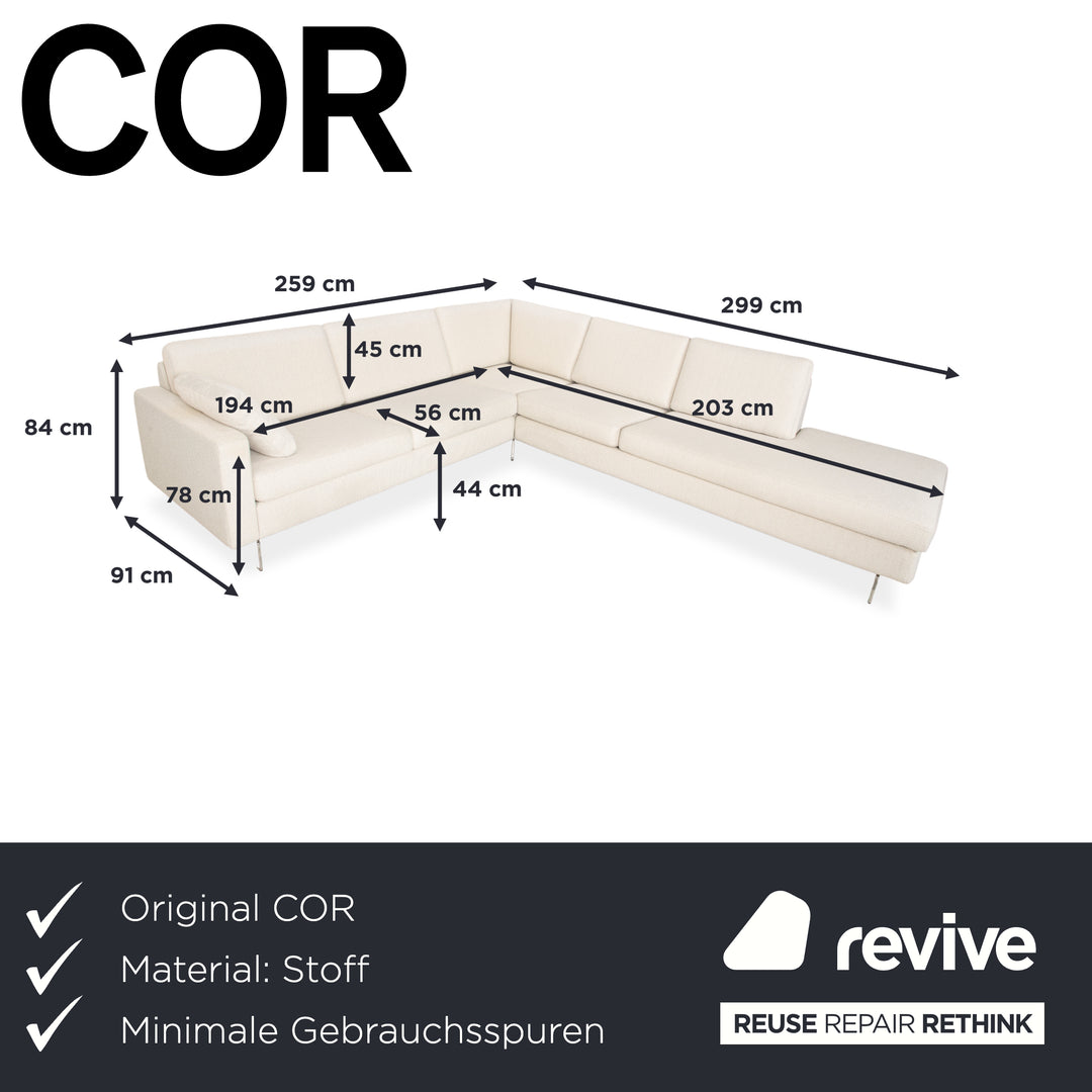 Cor Conseta fabric corner sofa, cream sofa couch