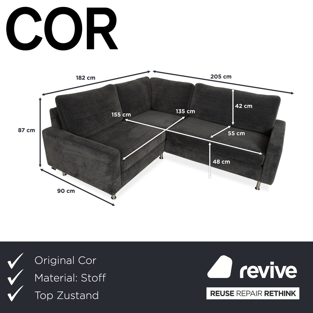 Cor Conseta Fabric Corner Sofa Grey Blue Sofa Couch