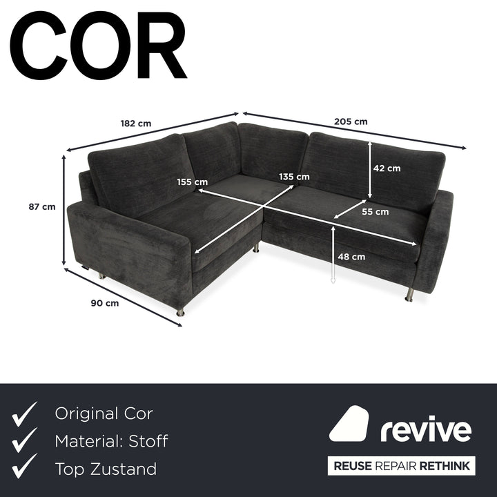 Cor Conseta Fabric Corner Sofa Grey Blue Sofa Couch
