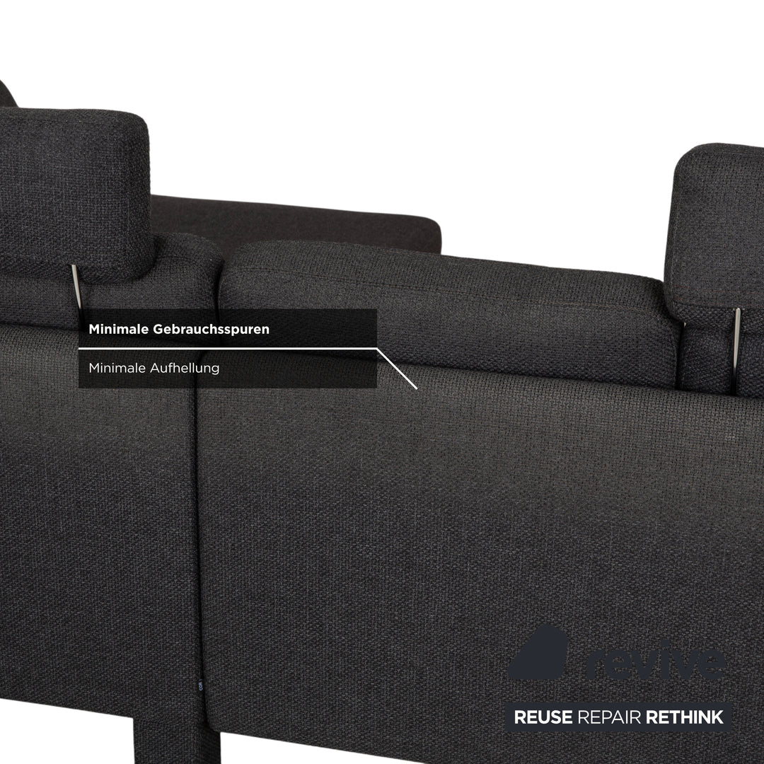 COR Conseta Fabric Corner Sofa Ottoman Dark Grey Sofa Couch