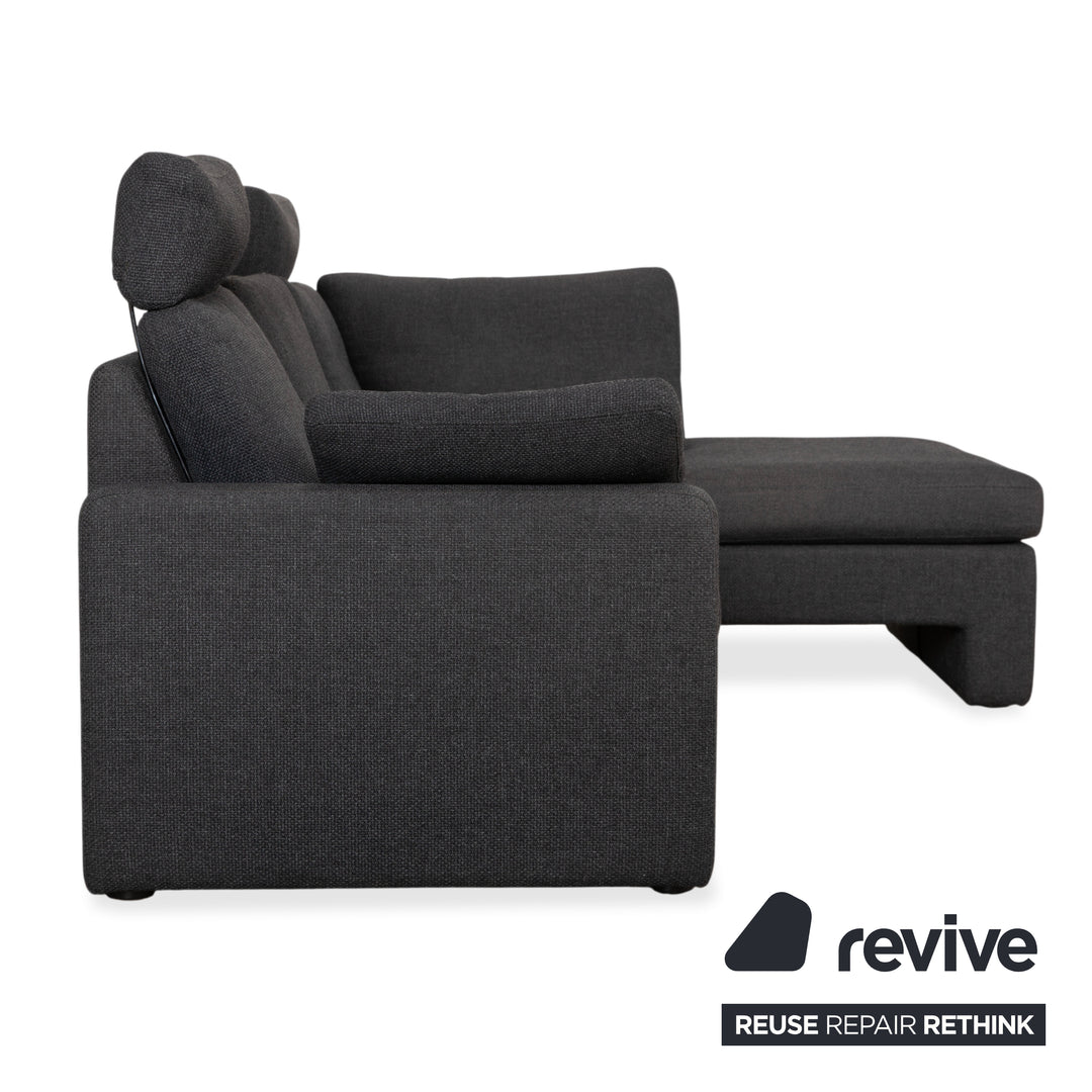 COR Conseta Fabric Corner Sofa Ottoman Dark Grey Sofa Couch