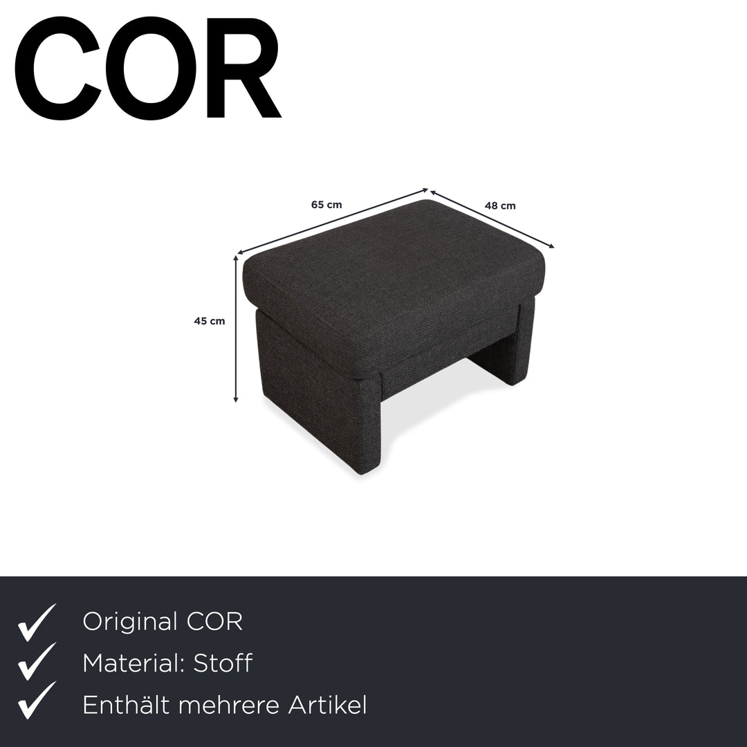 COR Conseta Stoff Ecksofa Hocker Dunkelgrau Sofa Couch