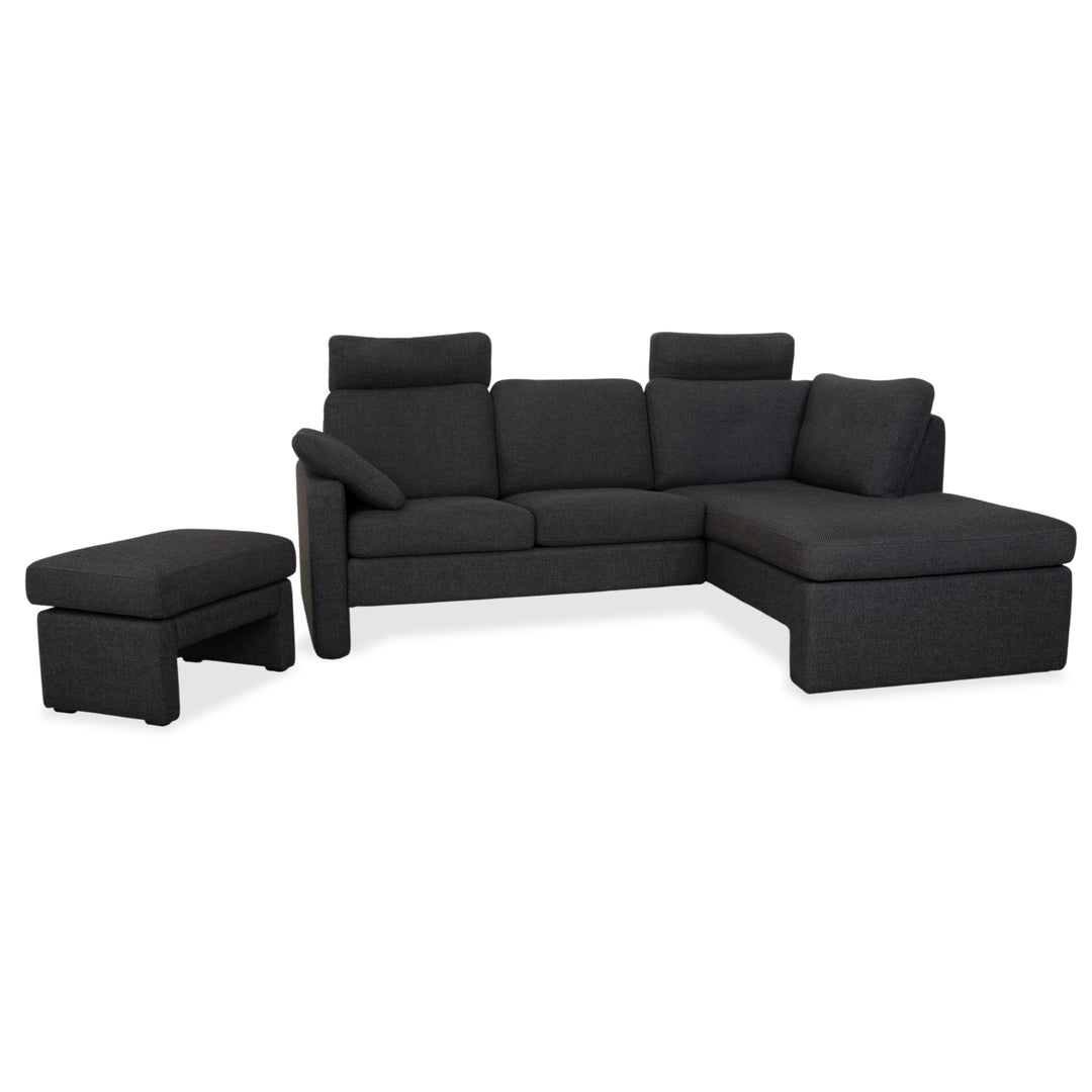 COR Conseta Stoff Ecksofa Hocker Dunkelgrau Sofa Couch