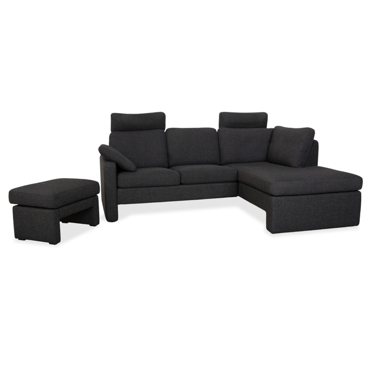COR Conseta Fabric Corner Sofa Ottoman Dark Grey Sofa Couch