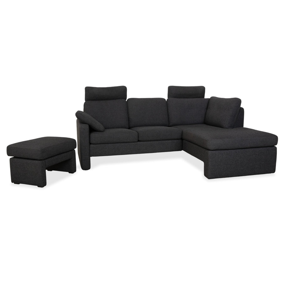 COR Conseta Fabric Corner Sofa Ottoman Dark Grey Sofa Couch
